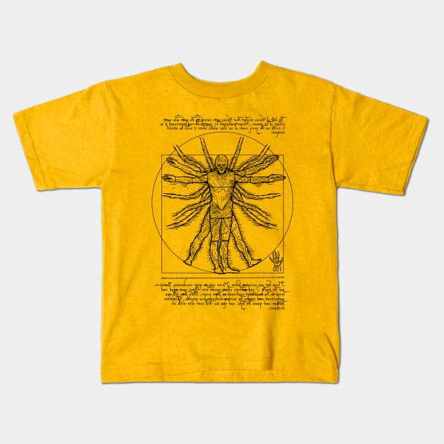 Vitruvian 001 Kids T-Shirt by demonigote